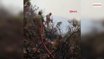 Marmaris'teki orman yangınına havadan müdahale devam ediyor