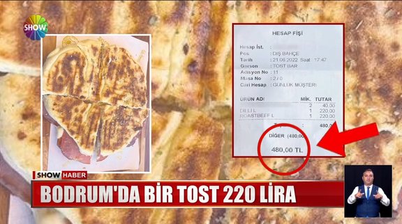 Bodrum'da bir tost 220 lira!