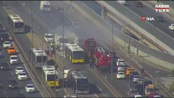 Haliç Köprüsü'nde metrobüs yangını!