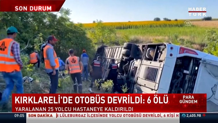 Kırklareli'nde yolcu otobüsü devrildi: 6 ölü