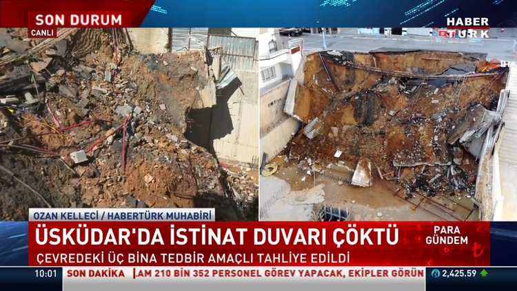 Üsküdar'da istinat duvarı çöktü