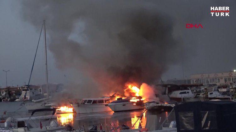 İstanbul'da balıkçı barınağında demirli 7 tekne küle döndü