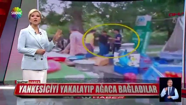 Yankesiciyi yakalayıp ağaca bağladılar