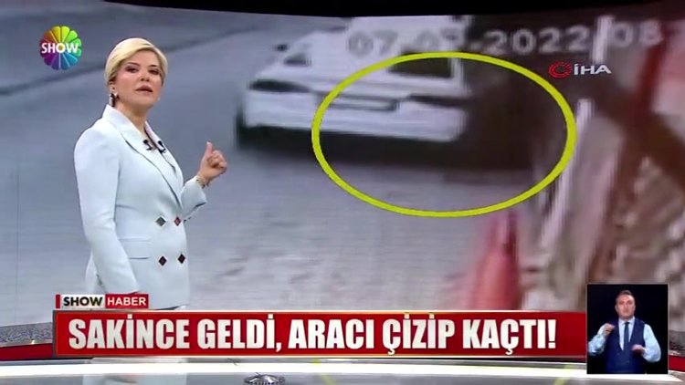 Sakince geldi, aracı çizip kaçtı!