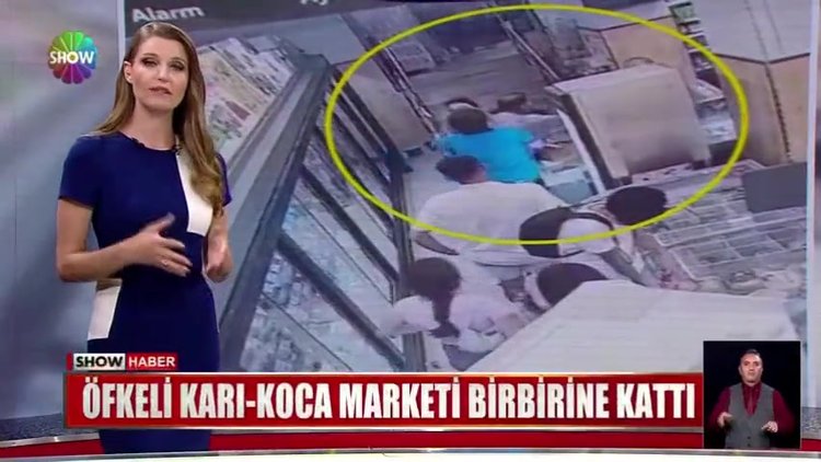 Öfkeli karı-koca marketi birbirine kattı