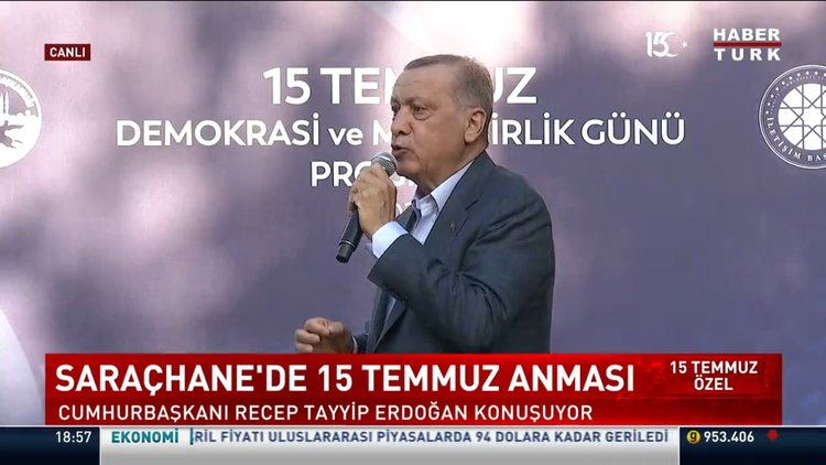 Cumhurbaşkanı Recep Tayyip Erdoğan, İstanbul Saraçhane'de halka seslendi