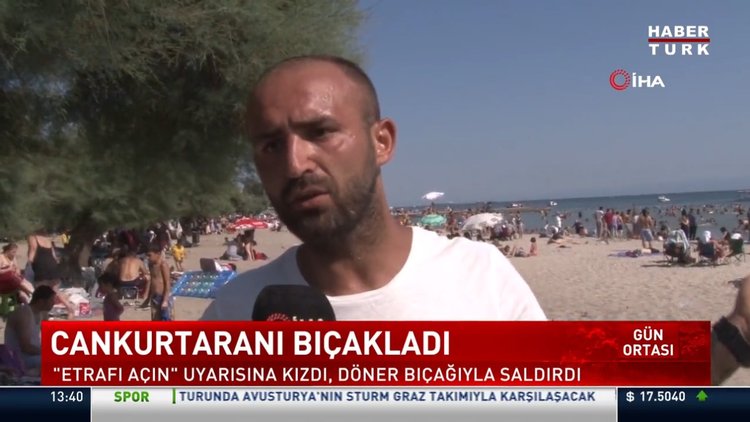 Vakaya müdahale eden cankurtarana döner bıçağıyla saldırdı Polis kavgayı havaya ateş açarak ayırdı