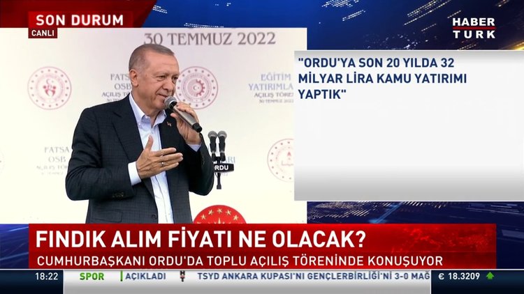 SON DAKİKA! Cumhurbaşkanı Erdoğan, fındık alım fiyatını açıkladı