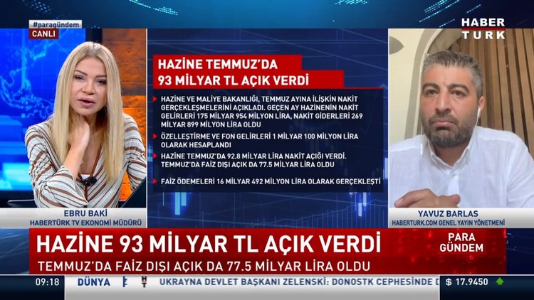 Hazine, Temmuz'da 93 milyar TL açık verdi!