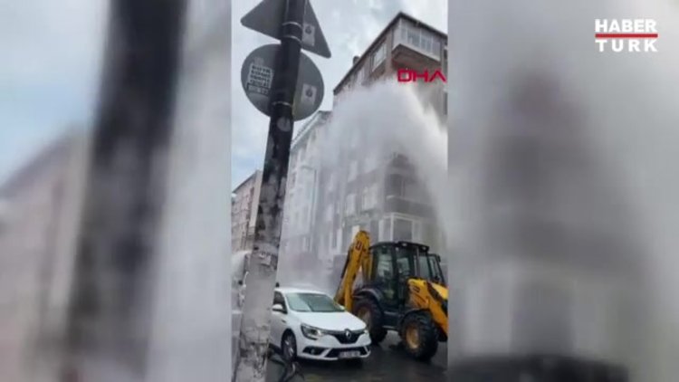 Bahçelievler'de ana ishale hattı patladı, tonlarca su apartman boyunca yükseldi