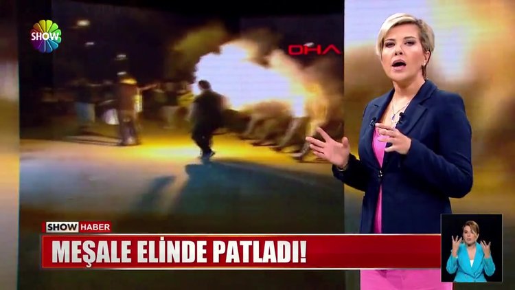 Meşale elinde patladı!