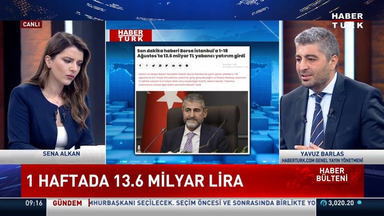 Borsa İstanbul'a 1-18 Ağustos'ta 13.6 milyar TL yabancı yatırım girdi