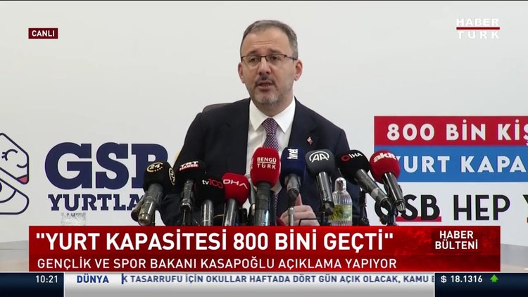 "Yurt kapasitesi 800 bini geçti"