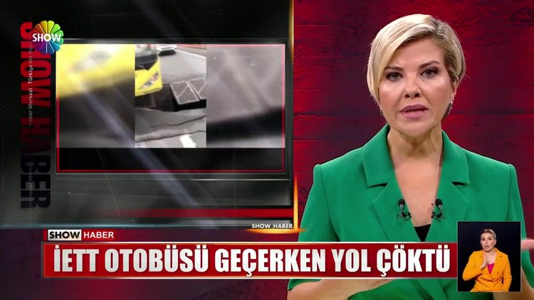 İETT otobüsü geçerken yol çöktü