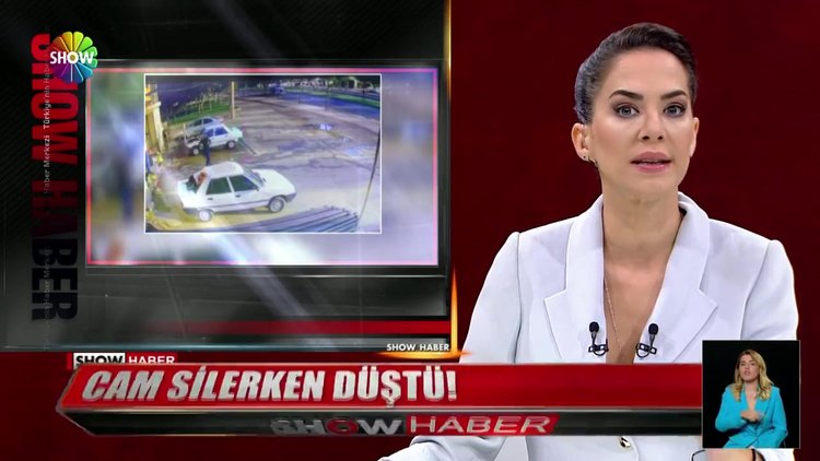 Cam silerken düştü!