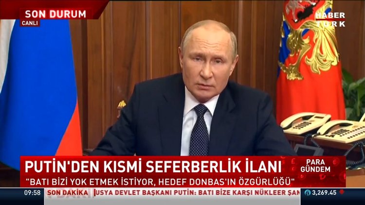 Rusya Devlet Başkanı Putin, kısmi askeri seferberlik ilan etti