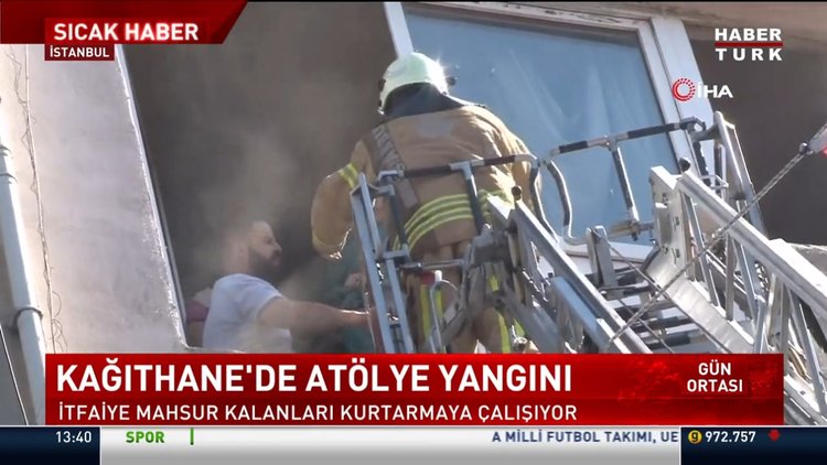 Kağıthane'de bir atölyede yangın