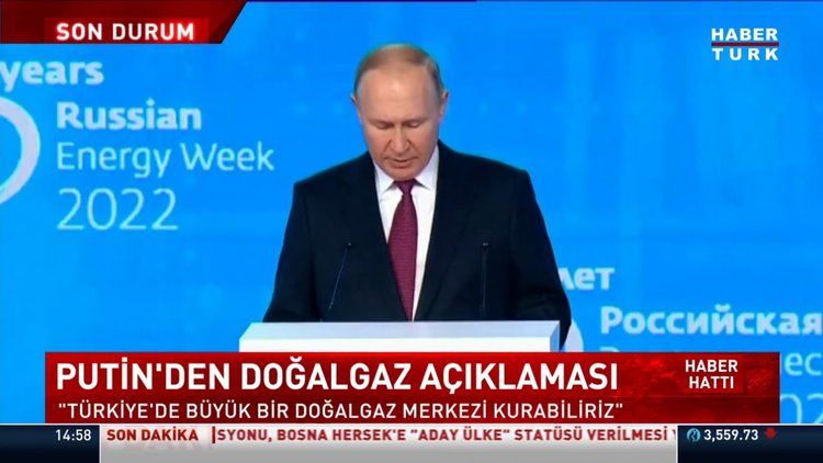 Rusya Devlet Başkanı Putin'den doğalgaz açıklaması: Türkiye'de Avrupa için büyük bir gaz merkezi kurabiliriz