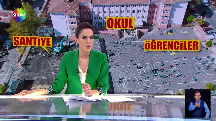 Okul bahçesinde tehlikeli inşaat