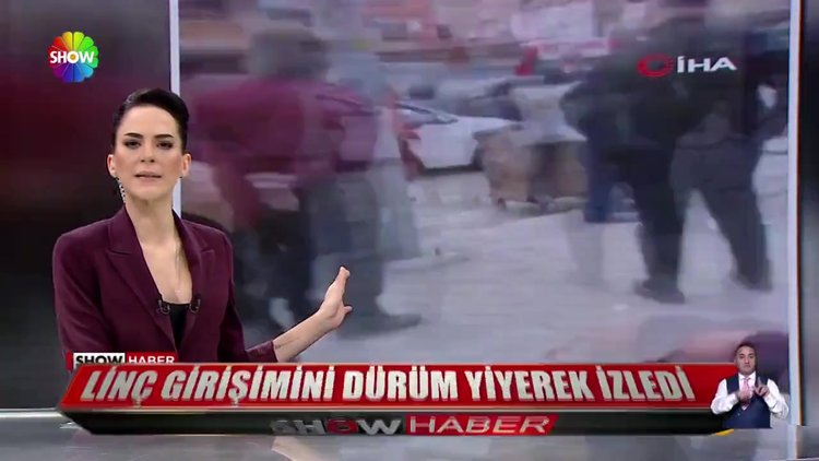 Linç girişimini dürüm yiyerek izledi