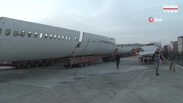 Hadımköy’de bekleyen hurda uçaklar TEM Otoyolu ile limana taşındı
