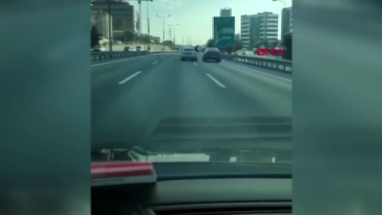 Basın Ekspres yolunda trafikte akıl almaz magandalık