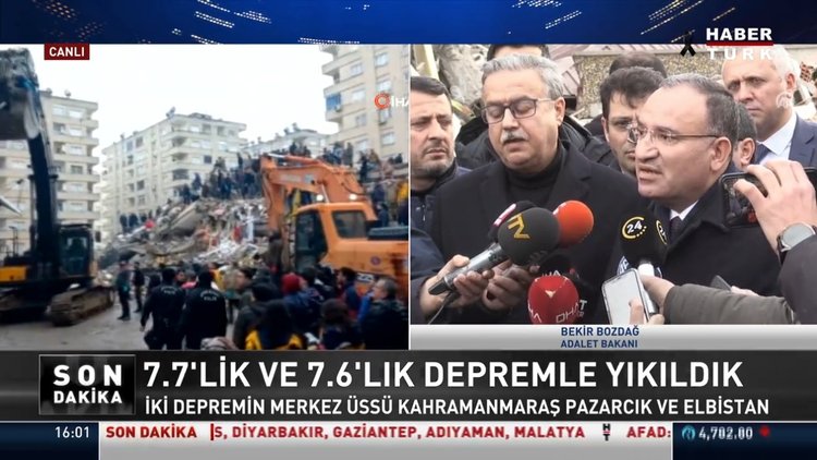 Adalet Bakanı Bekir Bozdağ'dan depreme ilişkin açıklama