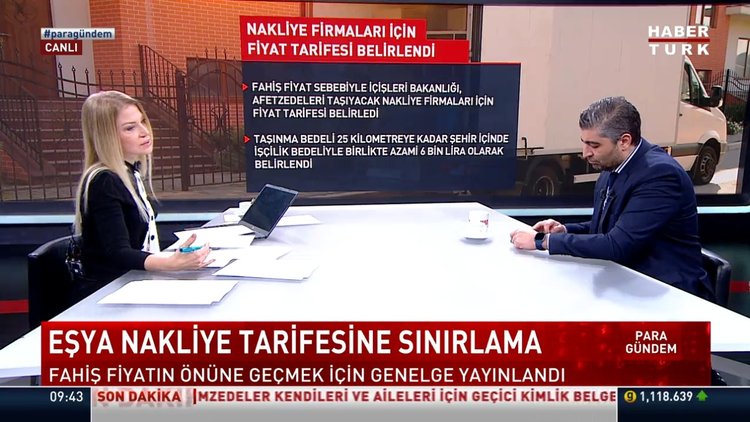 Eşya nakliye tarifesine sınırlama