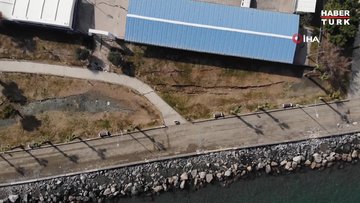 İskenderun sahil bandında oluşan yarıklar böyle görüntülendi