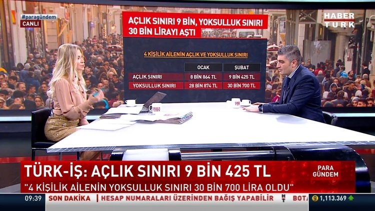 Türk-İş: Açlık sınırı 9 bin 425 TL