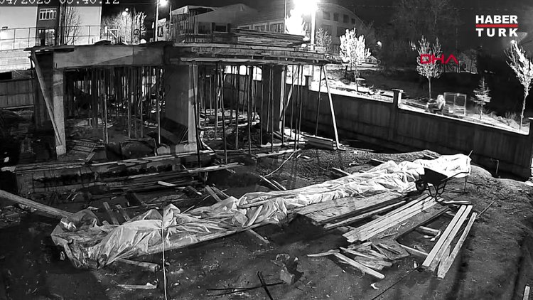 İnşaata giren şüphelinin dans ederek hırsızlık yapması kamerada