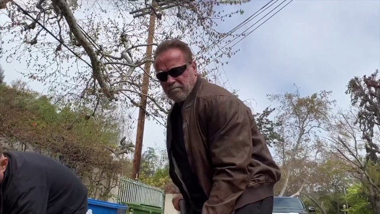 Ünlü oyuncu Arnold Schwarzenegger yoldaki çukurları kapattı