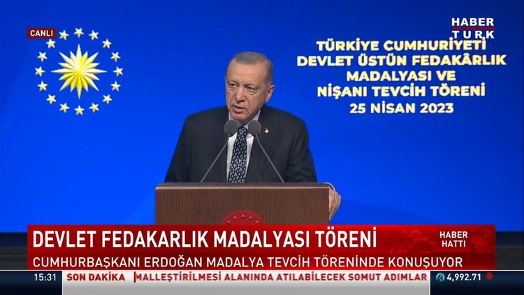 Cumhurbaşkanı Erdoğan, Devlet Fedakarlık Madalyası Töreni'nde