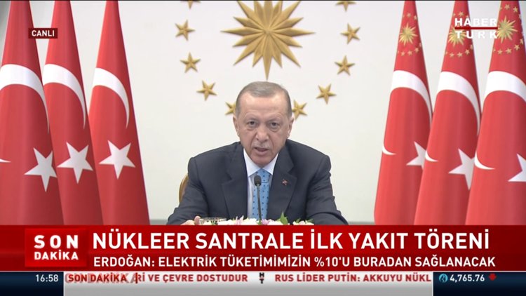 Cumhurbaşkanı Erdoğan Akkuyu Nükleer Santrali İlk Yakıt Töreni'nde canlı bağlantı ile konuştu