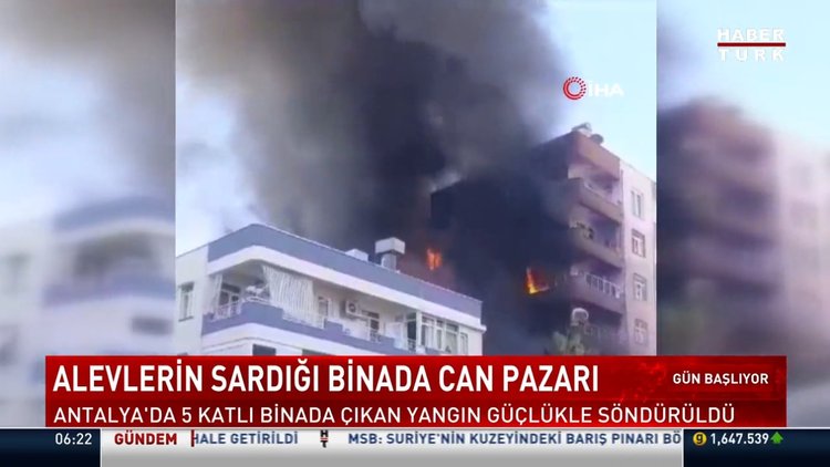 Alevlerin sardığı binada can pazarı