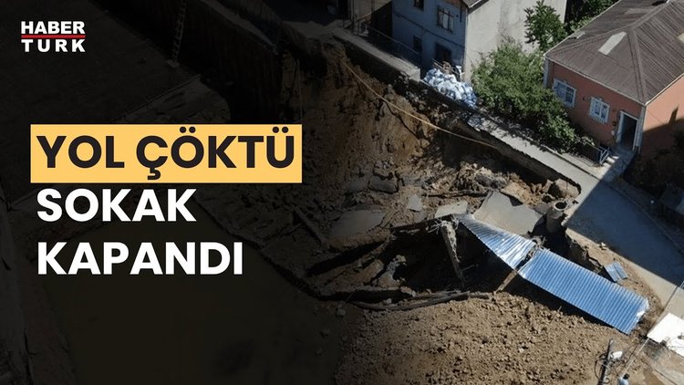 Temel kazısı sırasında yol çöktü