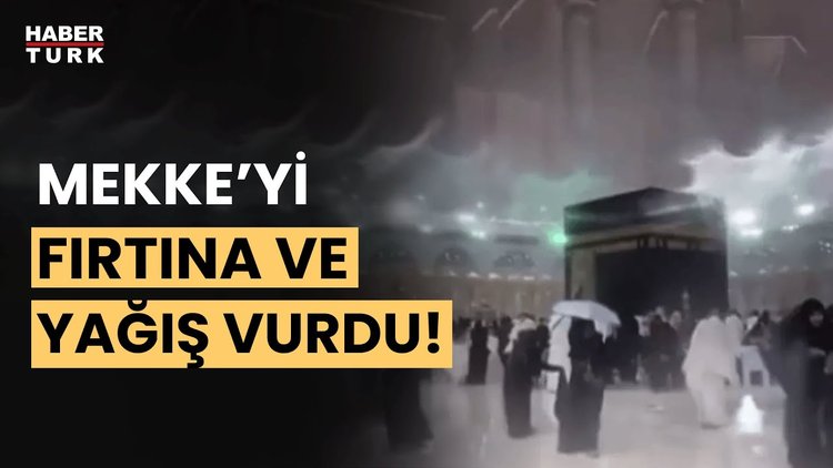 Mekke&#039;de şiddetli yağış nedeniyle sokaklar göle döndü, araçlar sel sularında sürüklendi!