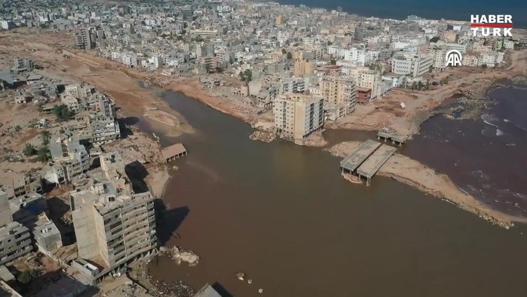 Libya'daki afetin boyutu havadan görüntülendi!