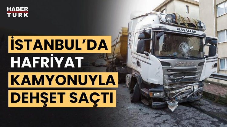 İstanbul&#039;da korku dolu anlar! Hafriyat kamyonu polis aracına çarpıp kaçtı...