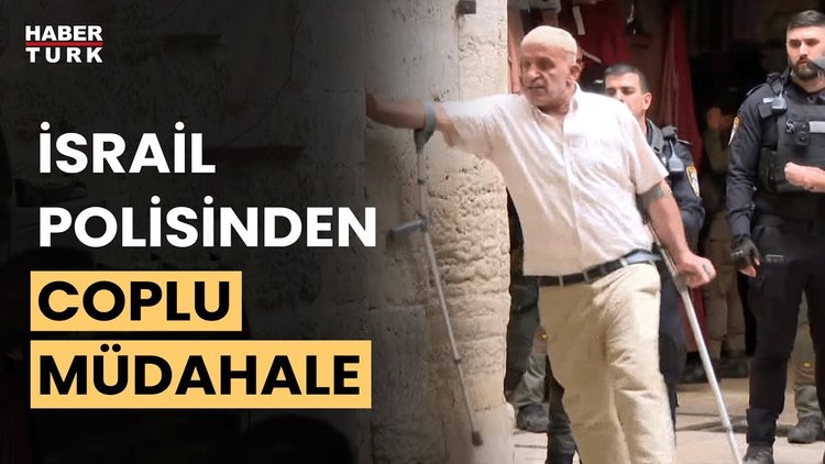 Yaşlı Filistinliyi darp anı Habertürk kamerasına yansıdı!