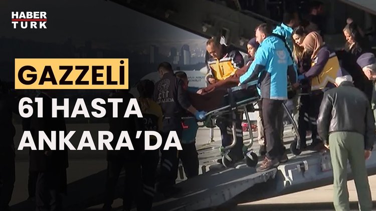 Gazzeli hastaları taşıyan Milli Savunma Bakanlığına ait uçak Ankara&#039;ya indi