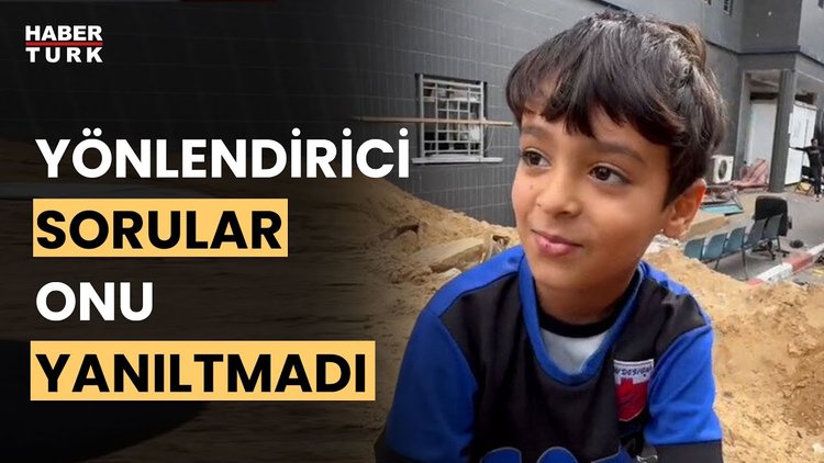 Filistinli çocuk Şifa Hastanesi önünde İsrail kanalının propagandasına alet olmadı