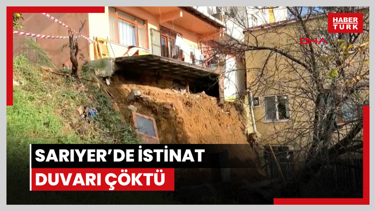 Sarıyer'de istinat duvarı çöktü