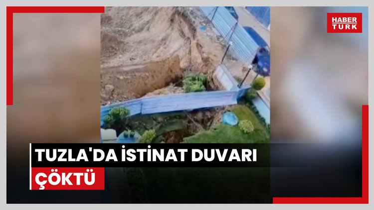 Tuzla'da 5 katlı binanın bahçesinde toprak kaydı, istinat duvarı çöktü