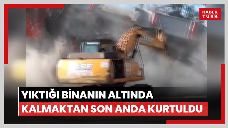 Yıktığı binanın altında kalmaktan son anda kurtuldu: Panik anı kamerada
