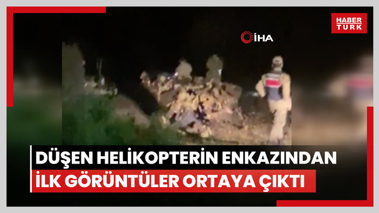 Düşen helikopterin enkazından çekilen ilk görüntüler ortaya çıktı