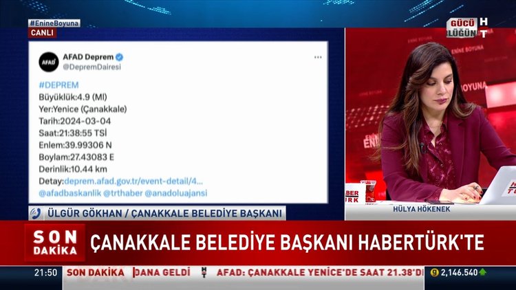 Çanakkale'de 4,9 büyüklüğünde deprem