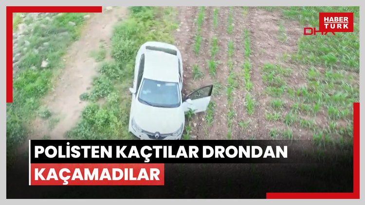Polisten kaçıp otomobille tarlaya giren şüpheliler, yerleri dronla tespit edilip yakalandı