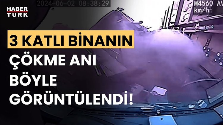 Küçükçekmece'deki binanın çökme anı araç kamerasında!