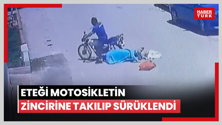 Eteği motosikletin zincirine takılıp sürüklendi